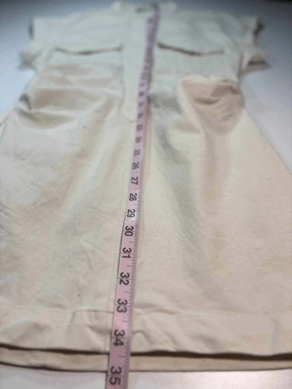 Zara cream utility mini dress ruched waist safari style cotton dress - Picture 7 of 9